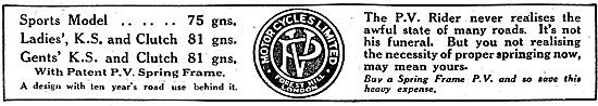 1921 P.V. Motor Cycles                                           