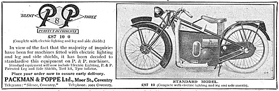 1923 Packman & Poppe Silent Three Motor Cycle                    