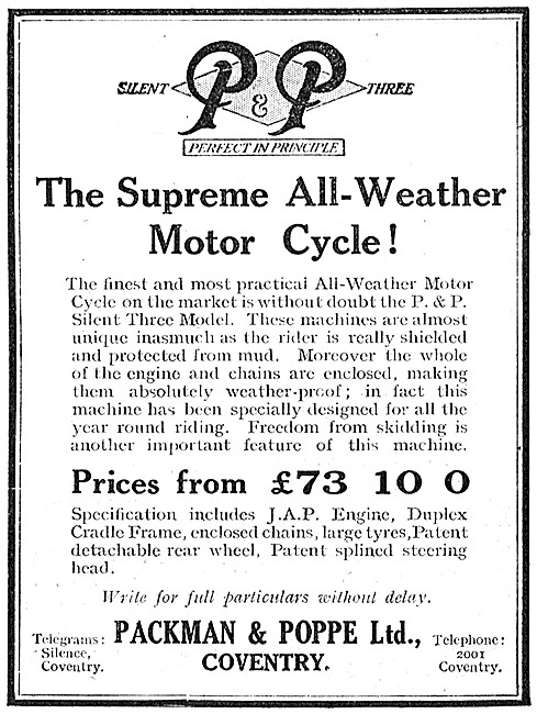 1923 Packman & Poppe P.&P. Silent 3 Motorcycle                   