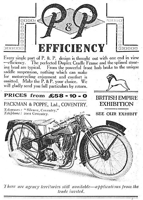 1924 Packman & Poppe Sloper Motor Cycle                          