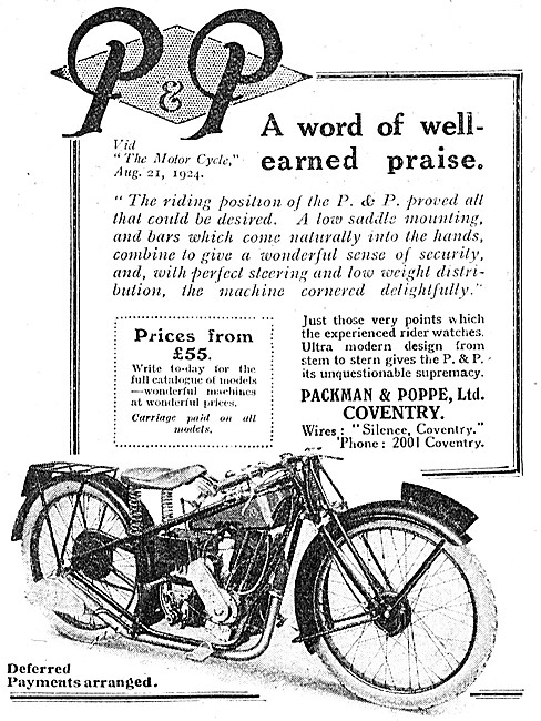 1924 Packman & Poppe P.&P. Motor Cycle                           