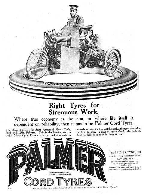 Palmer Tyres - Palmer Cord Motore Cycle Tyres On Active Service  