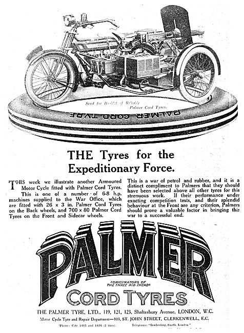 Palmer Tyres - Palmer Cord Tyres For The British Army 1914       