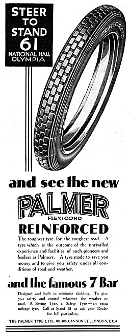 Palmer Tyres - Palmer Flexicord Tyres 1930 Advert                