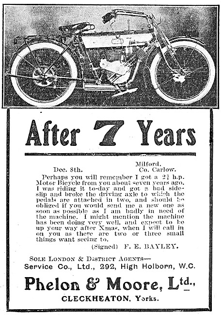 190Phelon & Moore 2 .75 hp Motor Cycle -  P.& M.Motor Cycles 1908