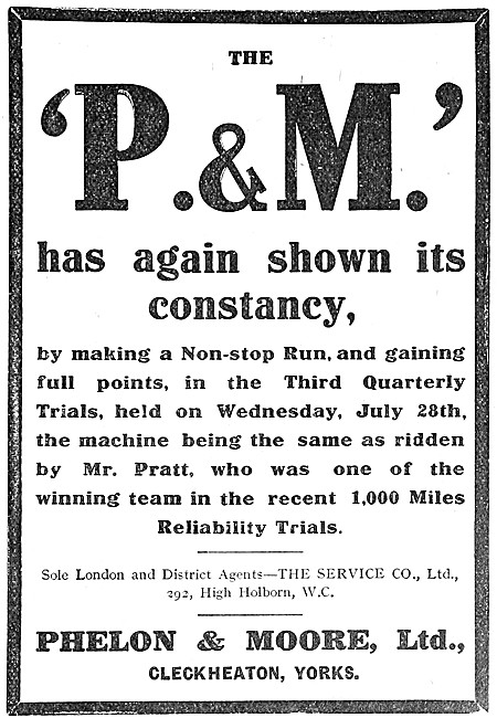 Phelon & Moore Motor Cycles - P & M Motorcycles                  