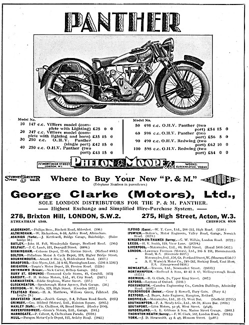 The Full Range Of Panther Motor Cycles For 1932                  