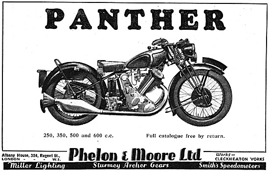 The 1933 P.& M.Panther Motor Cycle Model Range                   