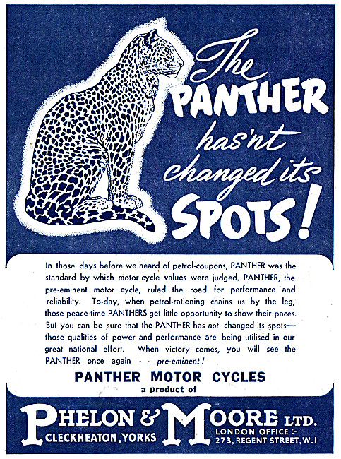 Panther Motor Cycles 1942 Advert                                 