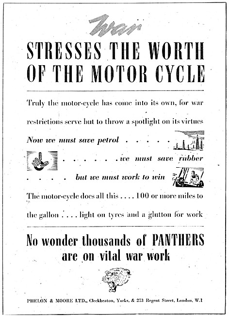 Panther Motor Cycles 1943 Advert                                 