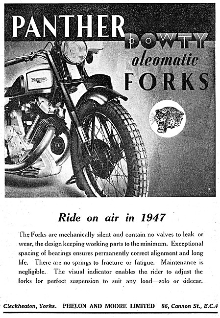 Panther Sloper Motor Cycles - Dowty Oleomatic Forks 1947         