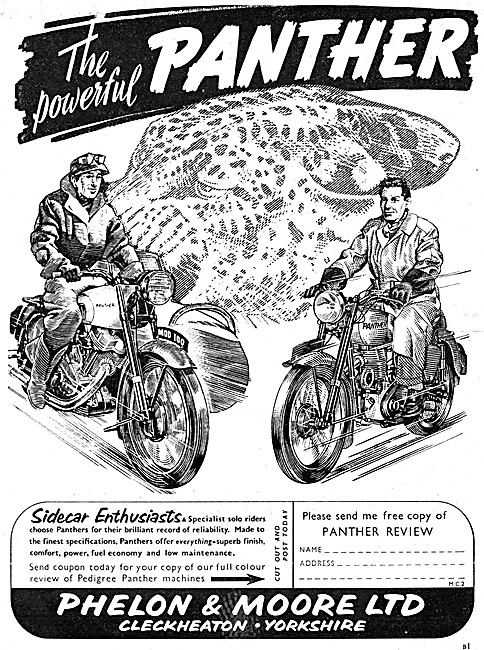 Panther Motor Cycle Range 1954                                   