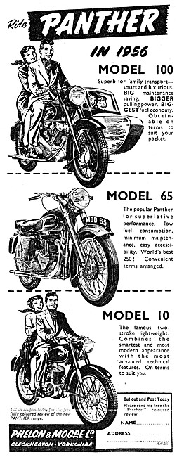 1956 Panther Motor Cycle Models                                  