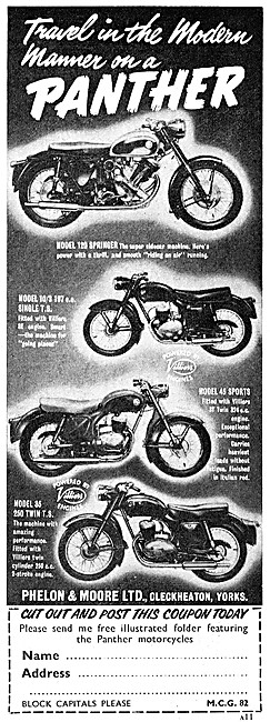 Panther Motor Cycle Range 1959                                   