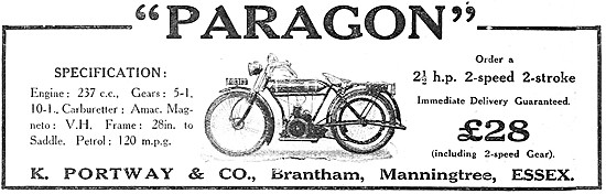 Paragon Motor Cycles - 1914 Paragon 237 cc Motor Cycle           
