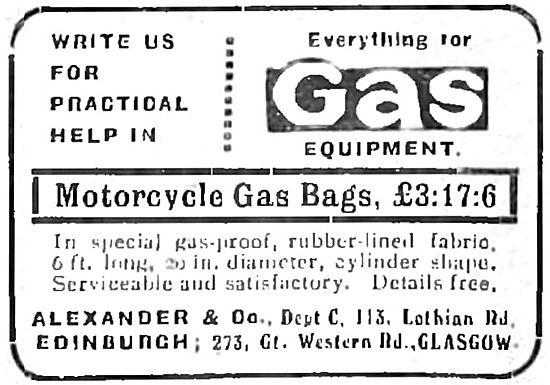 Motor Cycle Gas Bags 1918                                        