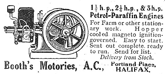 Petrol-Paraffin Stationary Engines 1921 Booths Motories          