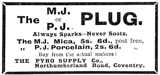 M.J.Mica Spark Plugs - PJ Porcelain Spark Plugs 1904             