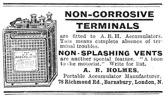 Holmes Accumulators 1904 Advert                                  
