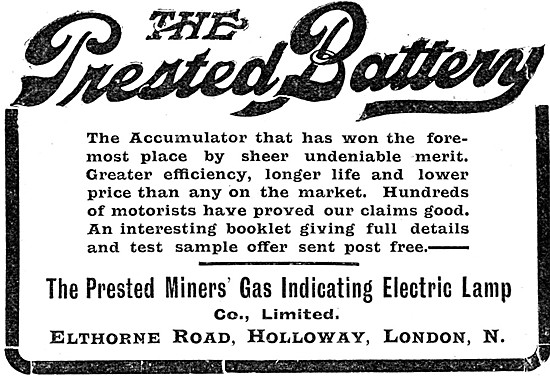 Prested Electrical Accumulators 1904 Advert                      