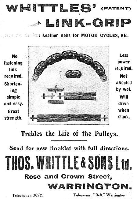Whittles Patent Motor Cycle Belt Link Grips                      