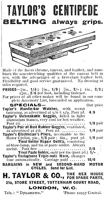 Taylors Centipede Motor Cycle Belts                              