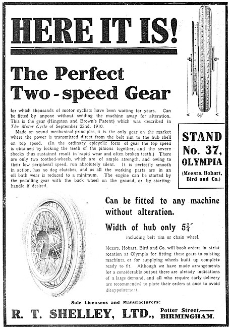 Shelley Two-Speed Motor Cycle Gears                              