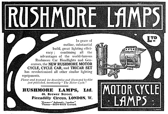 Rushmore Acetylene Motor Cycle Lamps                             