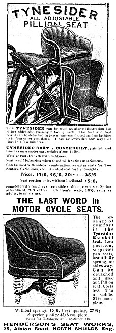Henderson Tynesider Motor Cycle Pillion Seat - Henderson Seats   