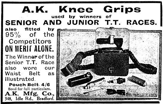 A.K.Motor Cycle Knee Grips 1914 Advert                           