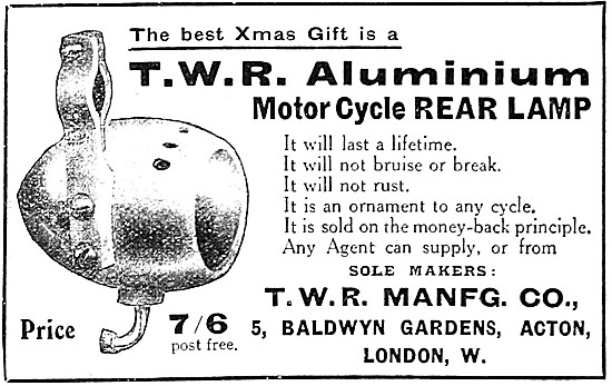 T.W.R. Aluminium Motor Cycle Rear Lamp                           