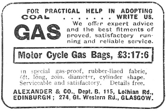 Motor Cycle Gas Bags 1918                                        