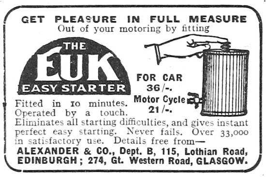 The EUK Easy Starter For Motor Cycles 1918                       