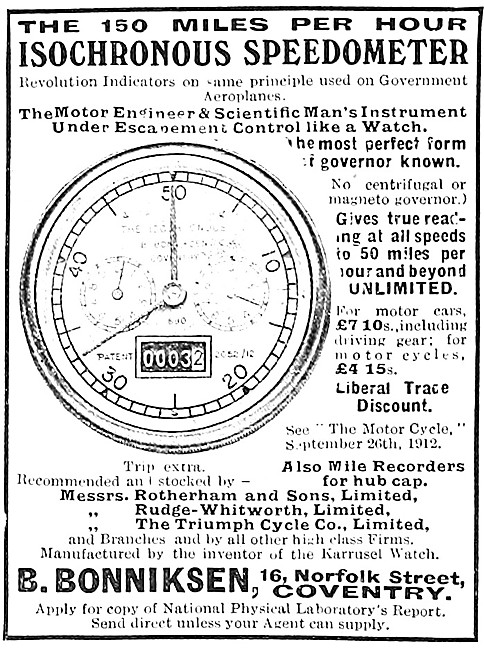 Rotherham & Sons Isochronoous Speedometer 1919                   