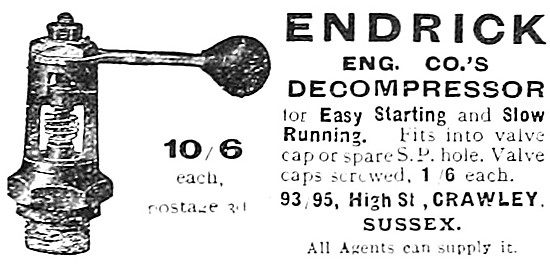 Endrick Motor Cycle Engine Decompressor 1919                     