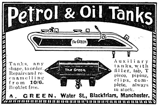 A.Green Motor Cycle Petrol & Oil Tank Manufacturer 1919          