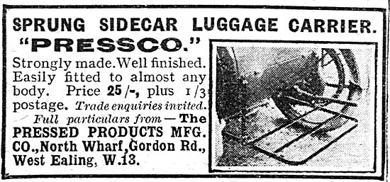 Pressco Sprung Sidecar Luggage Carrier 1921                      
