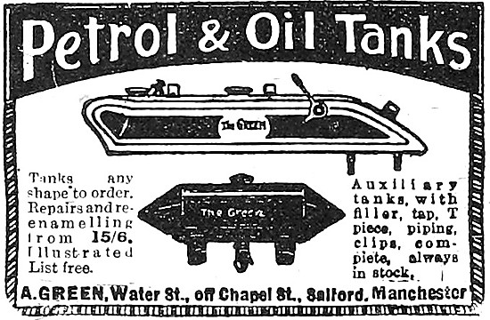 A.Green Motor Cycle Petrol & Oil Tanks                           