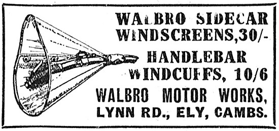 1923 Walbro Sidecar Windscreen & Handlebar Windcuffs             