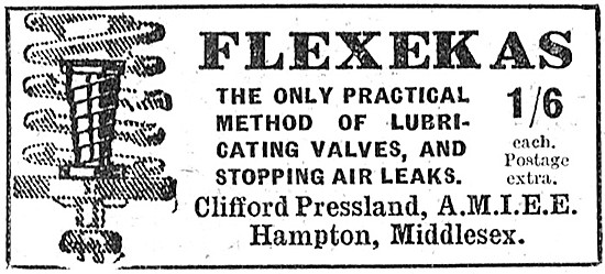 Pressland Flexecas Valve Lubricator 1924 Advert                  