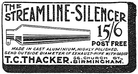 1924 Thacker Streamline-Silencer - Thacker Motor Cycle Silencer  
