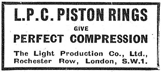 L.P.C. Piston Rings - LPC Motor Cycle Piston Rings 1924 Advert   