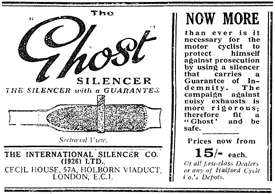 The Ghost Motor Cycle Silencer 1928 Advert                       