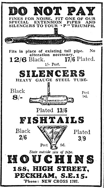 Houchins Motor Cycle Silencers & Fishtails 1929                  