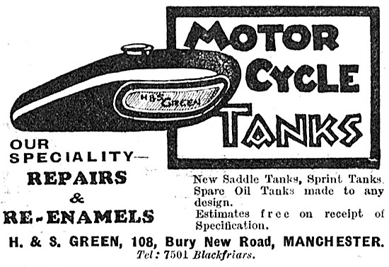 Greens Motor Cycle Petrol Tanks                                  