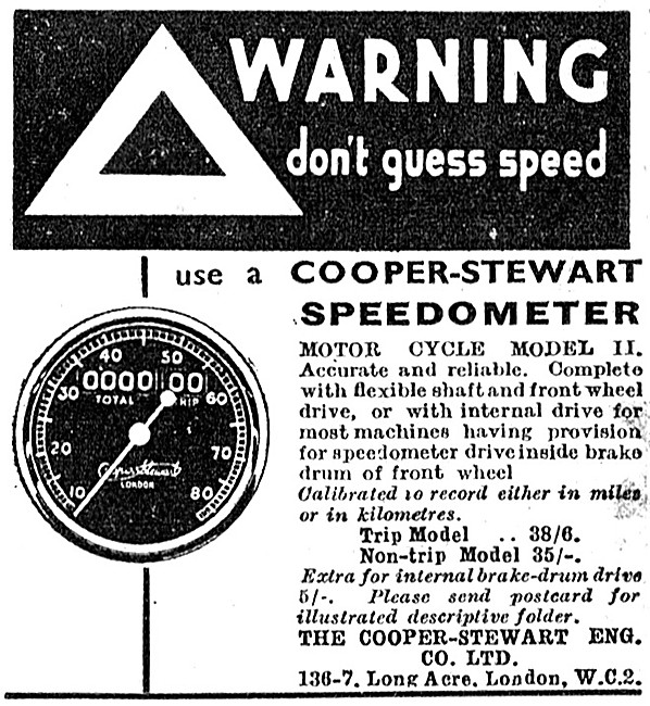 Cooper-Stewart Speedometers                                      