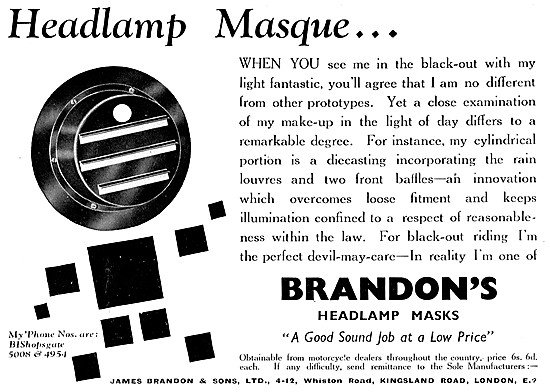Brandon Motor Cycle Headlamp Mask                                