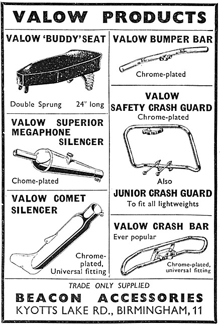 Valow Motor Cycle Exhausts & Silencers 1950                      
