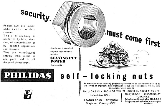 1952 Philidas Self-Locking Nuts Advert                           