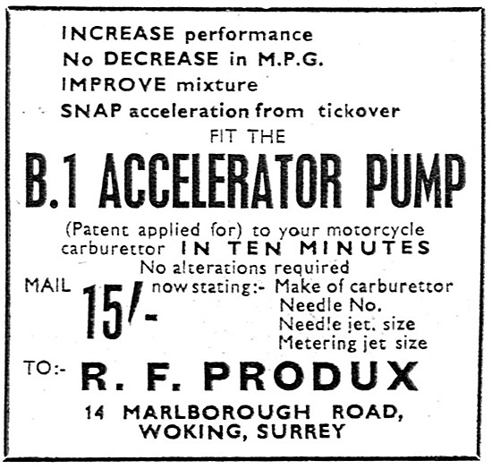 Produx B.1 Motorcycle Carburetter Accelerator Pump               
